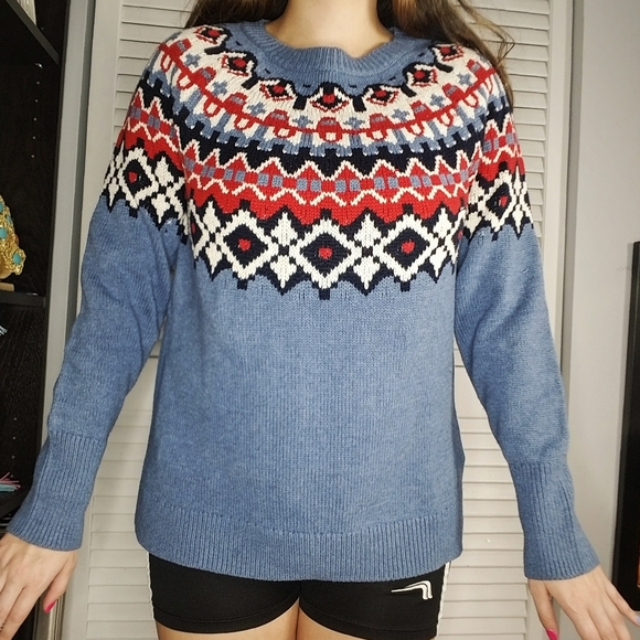 Blue Snowflake Holiday Sweater Women's Medium - Picture 3 of 4